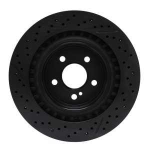 Mercedes-Benz C63 AMG Brake Rotor (1) - Rear - R1 Concepts - Drilled & Slotted - Black - `08-`15